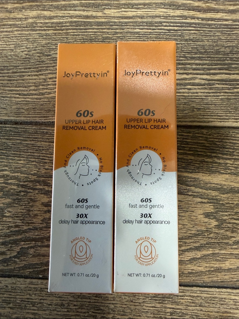 (2) 60s Upper Lip Hair Removal Cream – Orange/Cream Fast & Gentle Sealed